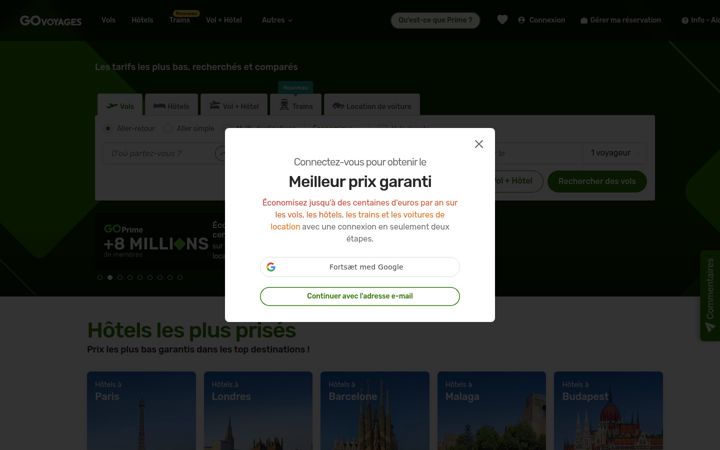 Screenshot of govoyages.com