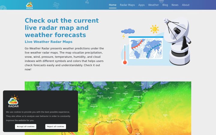 Screenshot of goweatherradar.com