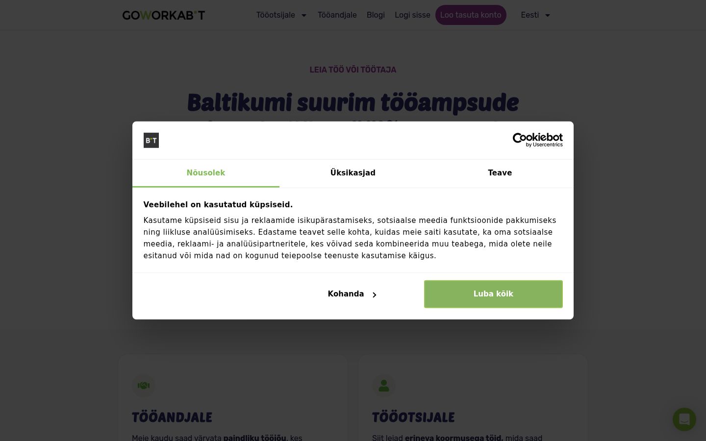 Skjermbilde av samtykkebanneret slik det vises før noen interaksjon