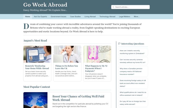 Screenshot of goworkabroad.co.uk