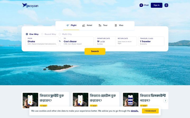 Screenshot of gozayaan.com