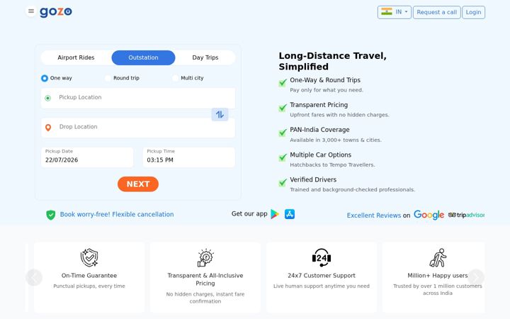 Screenshot of gozocabs.com