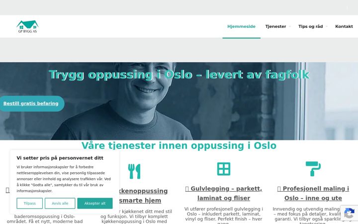 Screenshot of gpbyggas.no