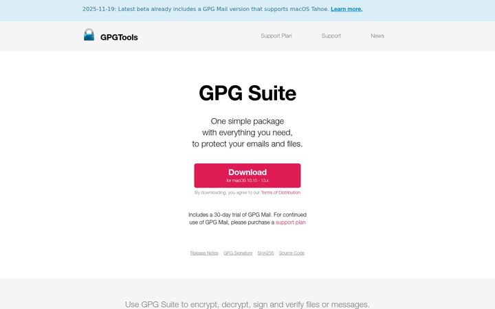 Screenshot of gpgtools.org