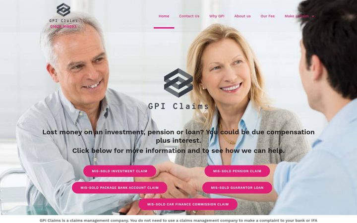 Screenshot of gpiclaims.co.uk