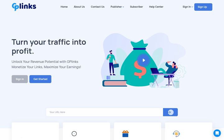 Screenshot of gplinks.com