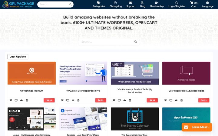 Screenshot of gplpackage.com