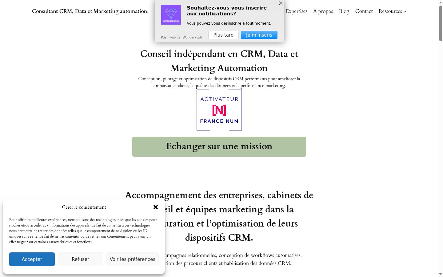 Screenshot del banner di consenso mostrato prima di qualsiasi interazione