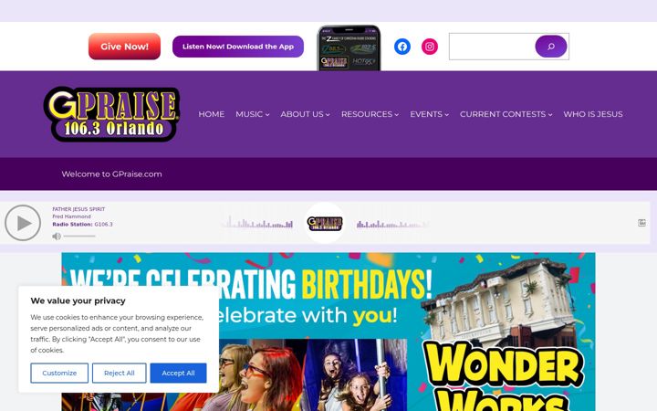 Screenshot of gpraise.com
