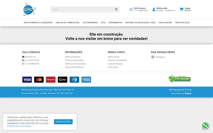 Screenshot of gprmangueiras.com.br