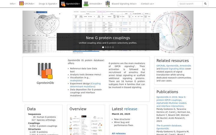 Screenshot of gproteindb.org