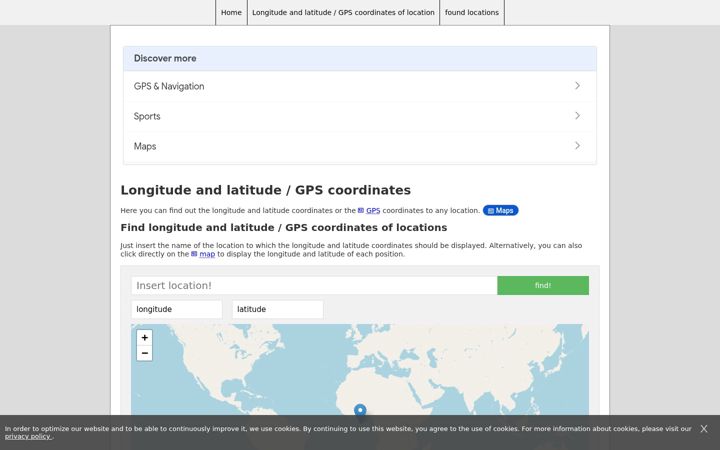 Screenshot of gps-latitude-longitude.com