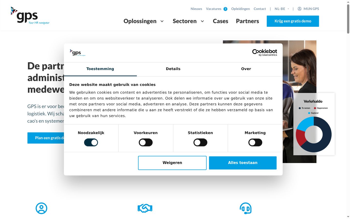 Capture d'écran de la bannière de consentement affichée avant toute interaction