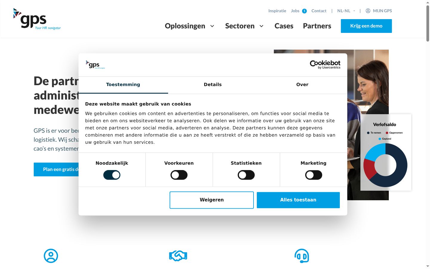 Ekrānuzņēmums ar piekrišanas baneri, kas tika rādīts pirms jebkādas mijiedarbības