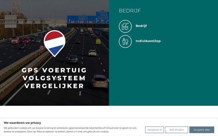 Screenshot of gps-voertuig-volgsysteem-vergelijker.com