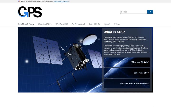 Screenshot of gps.gov
