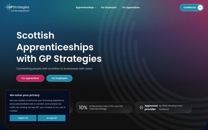 Screenshot of gpstl-apprenticeships.co.uk