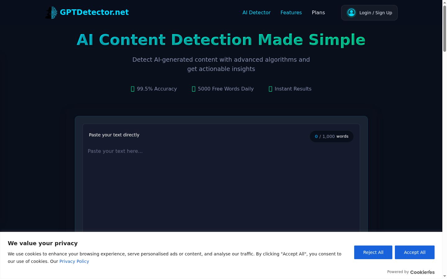Screenshot del banner di consenso mostrato prima di qualsiasi interazione