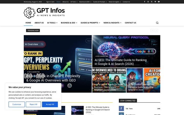 Screenshot of gptinfos.com