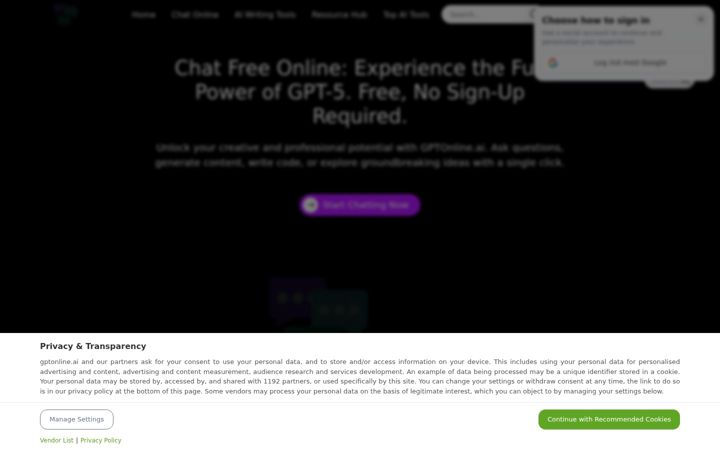 Screenshot of gptonline.ai