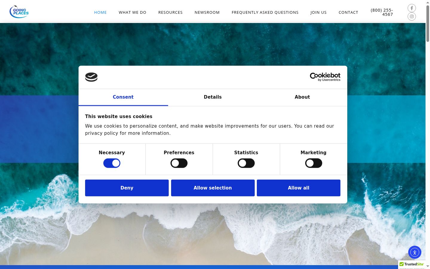 Screenshot του banner συγκατάθεσης που εμφανίστηκε πριν από οποιαδήποτε αλληλεπίδραση