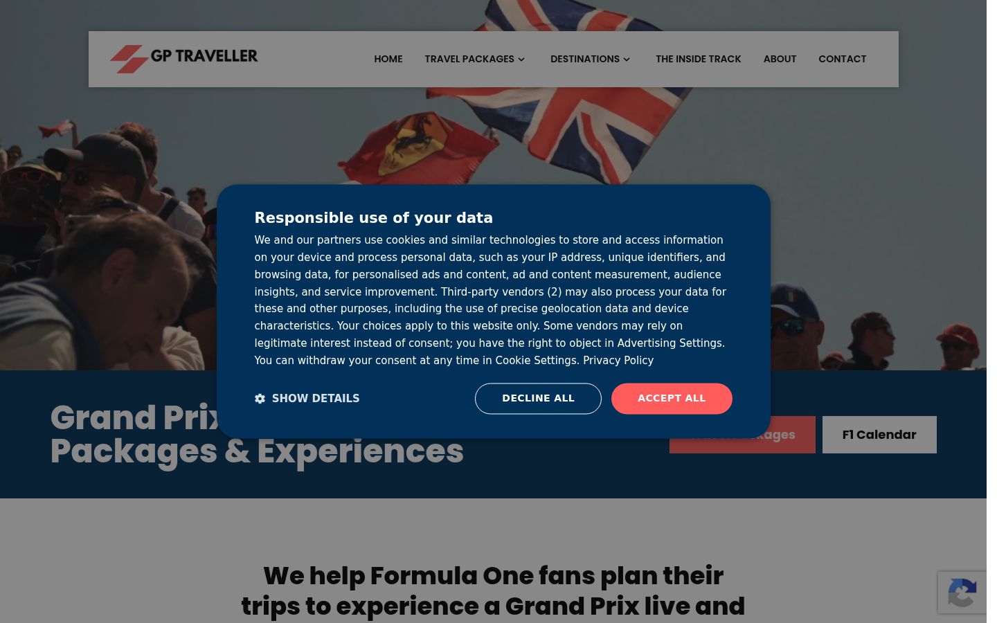 Screenshot of the consent banner shown before any interaction