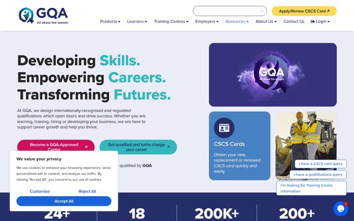Screenshot of gqaqualifications.com