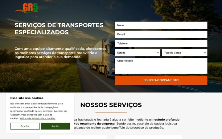 Screenshot of gr5logistica.com.br