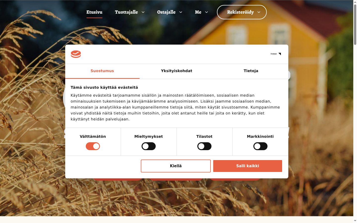 Zrzut ekranu banera zgody wyświetlanego przed jakąkolwiek interakcją