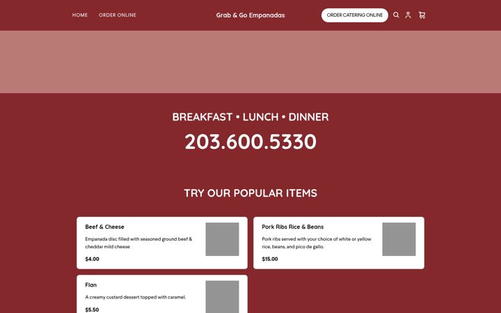 Screenshot of grabandgoempanadas.com
