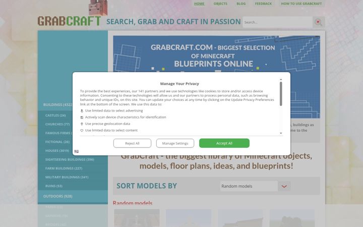 Screenshot of grabcraft.com