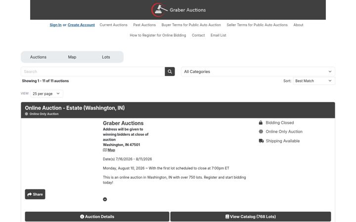 Screenshot of graberauctions.com
