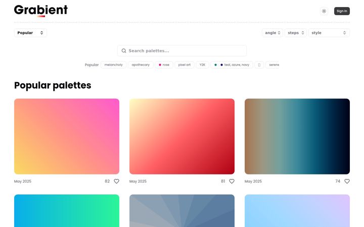 Screenshot of grabient.com