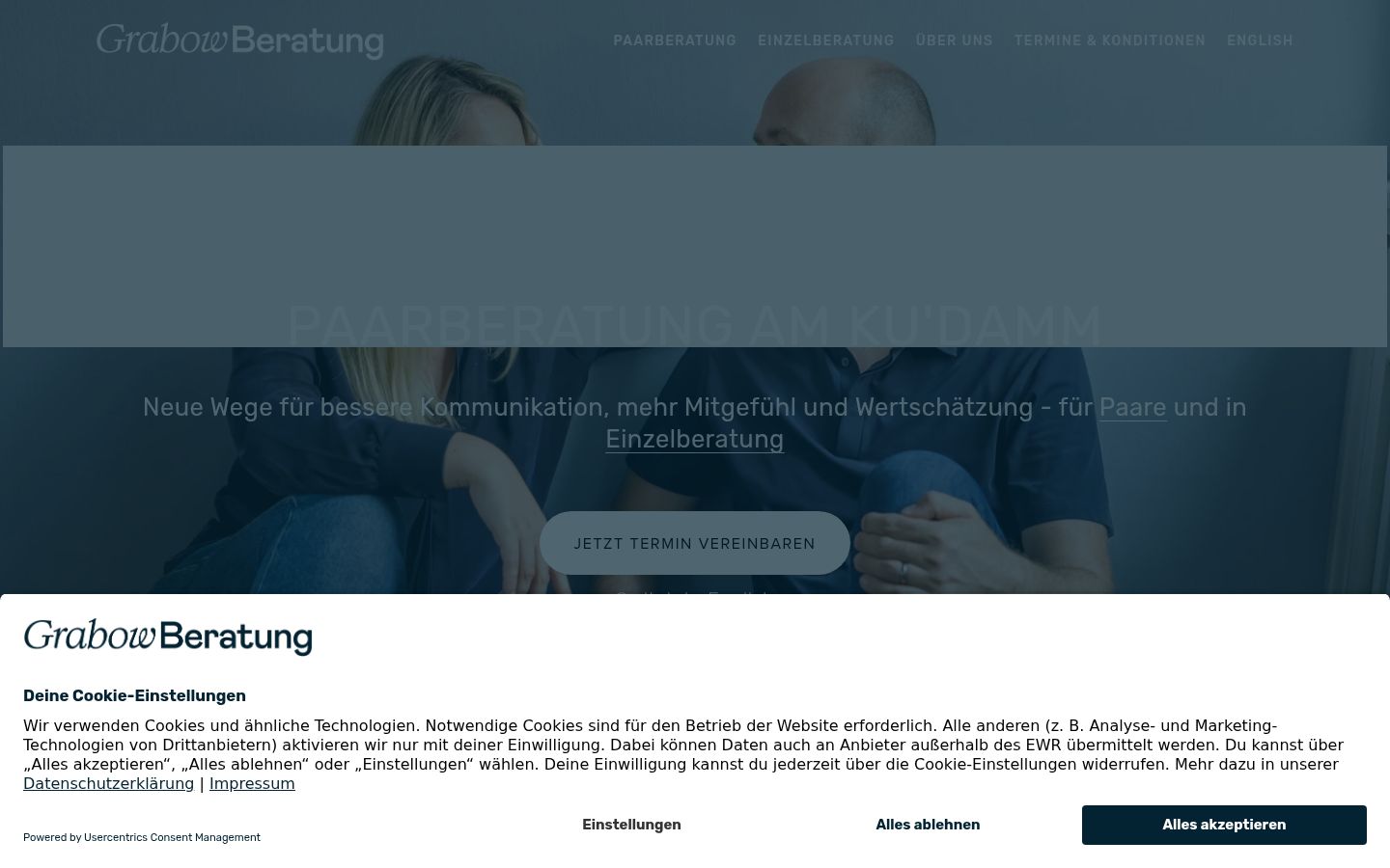 Screenshot des Einwilligungsbanners vor jeglicher Interaktion