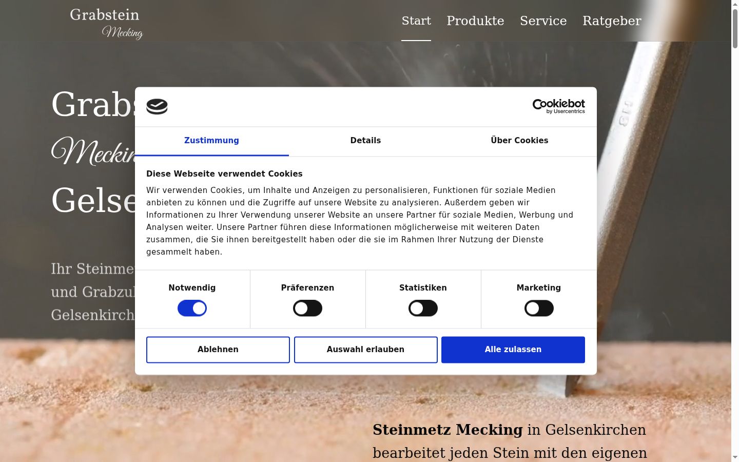 Snimka zaslona bannera za privolu prikazanog prije bilo kakve interakcije