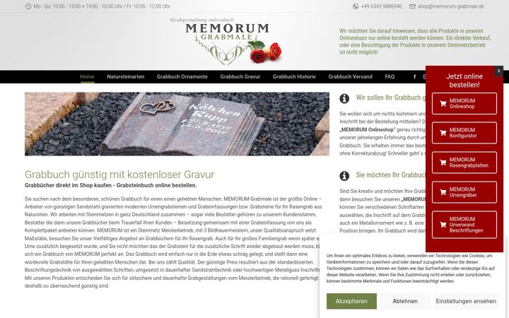 Screenshot of grabsteine-buch.de