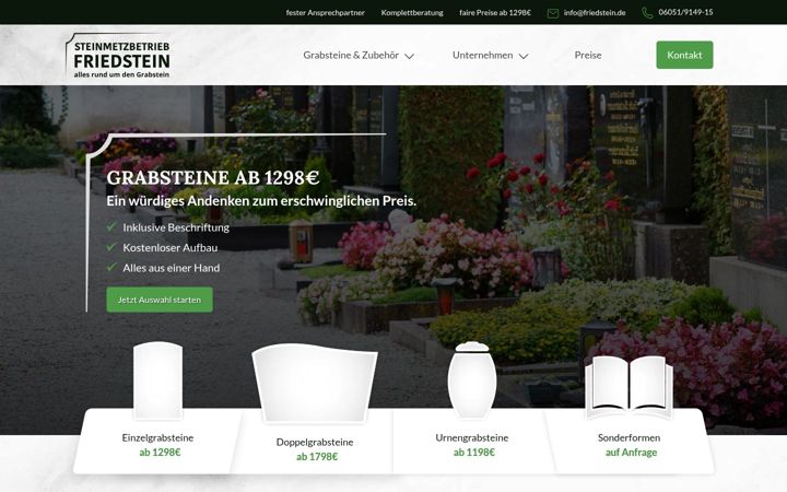 Screenshot of grabsteine-friedstein.de