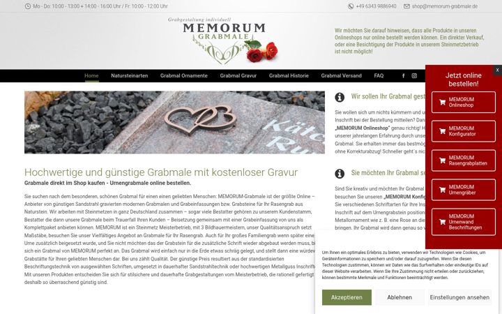 Screenshot of grabsteine-grabmale.de