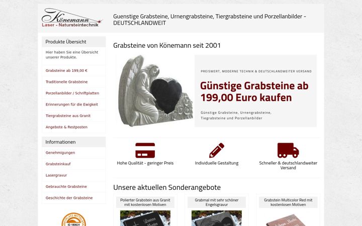 Screenshot of grabsteine-klnt.de