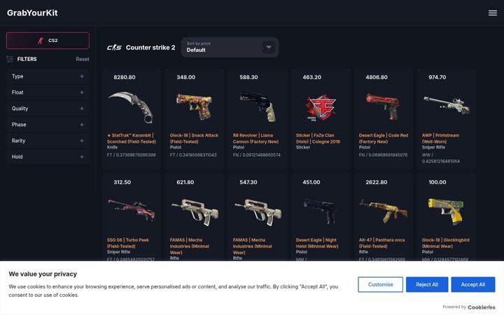 Screenshot of grabyourkit.com