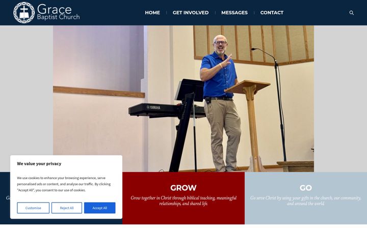 Screenshot of gracebaptistharlan.org