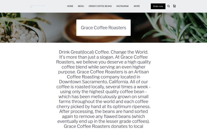 Screenshot of gracecoffeeroasters.co