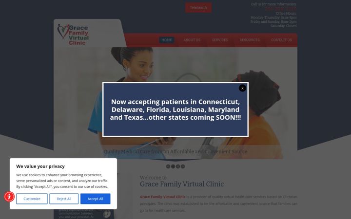Screenshot of gracefamilyclinictx.com