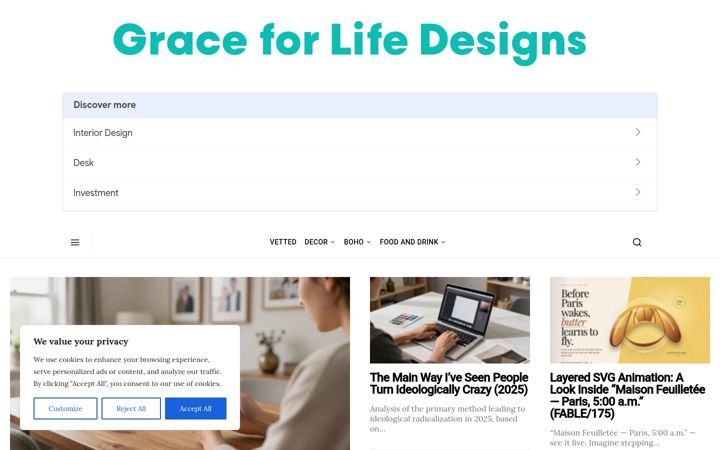 Screenshot of graceforlifedesigns.com