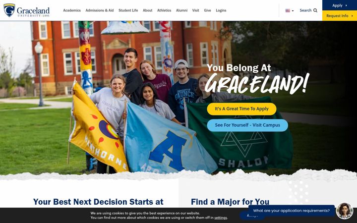 Skærmbillede af graceland.edu