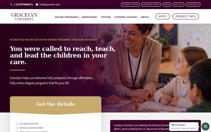 Screenshot of gracelyn.edu