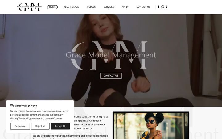 Screenshot of gracemodelmanagement.com