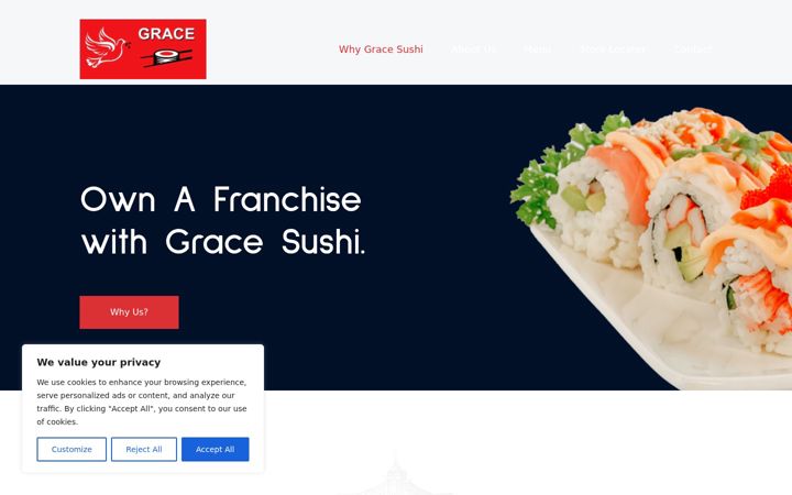 Screenshot of gracesushillc.com