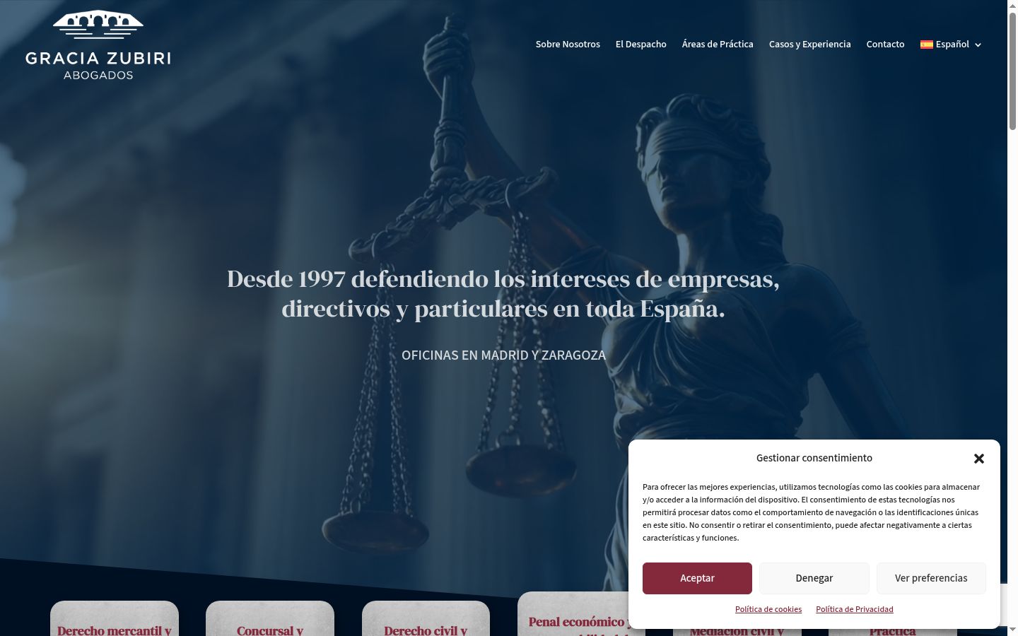 Screenshot del banner di consenso mostrato prima di qualsiasi interazione