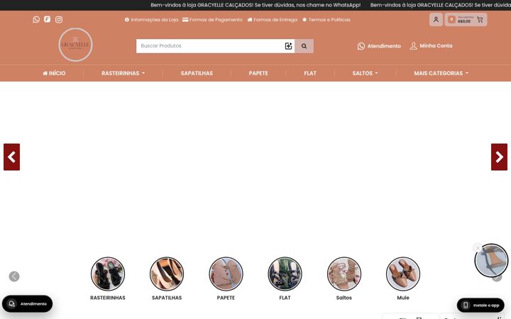 Screenshot of gracyellecalcados.com.br